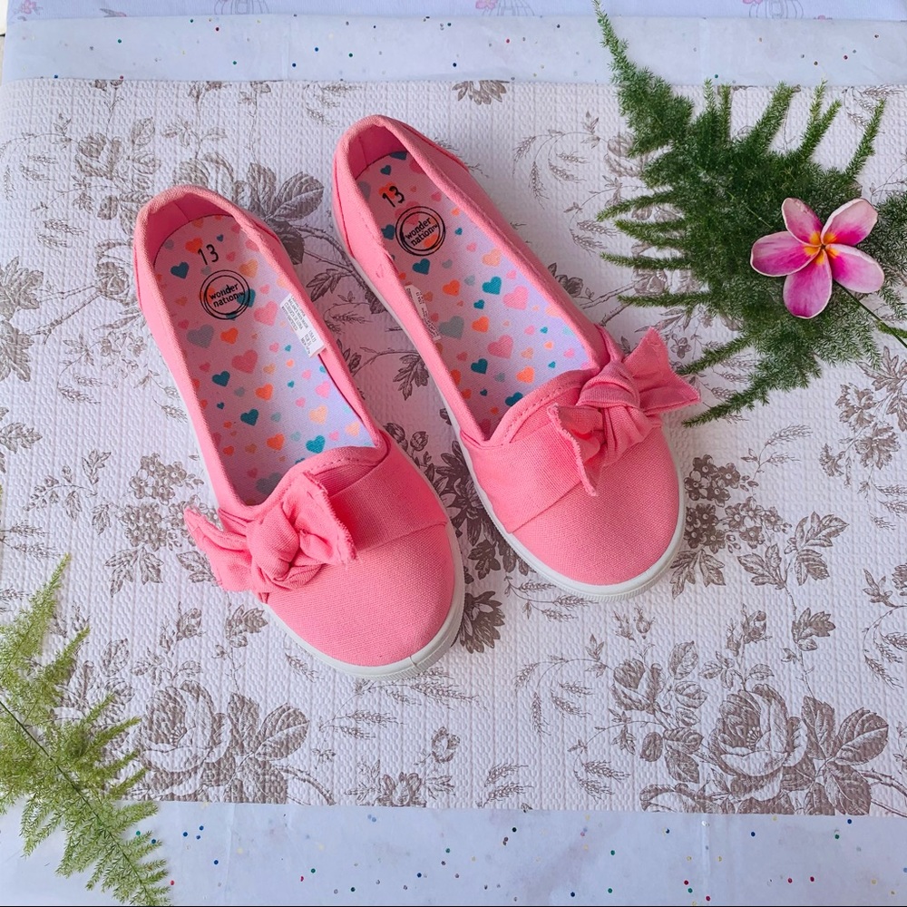 Wonder Nation Girls' Casual Bow Flat